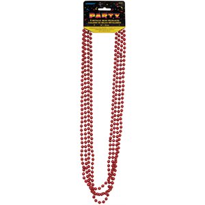 4 colliers de perles rouges métalliques