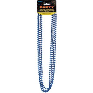 4 colliers de perles bleues métalliques