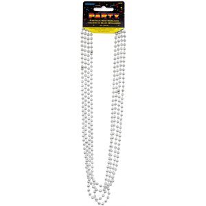 4 colliers de perles argent métalliques
