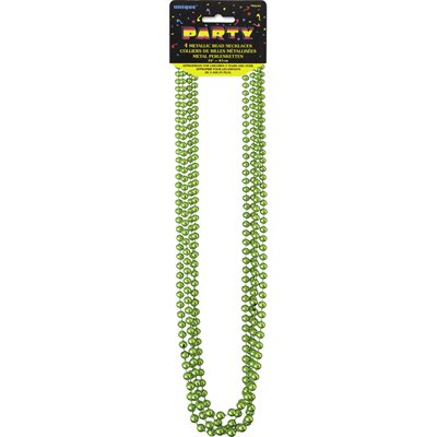 4 colliers de perles vert lime métalliques