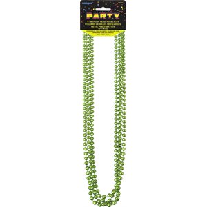 4 colliers de perles vert lime métalliques