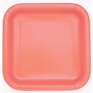 Coral square plates 7in 16pcs