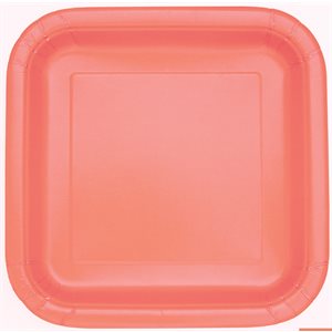 Coral square plates 9in 14pcs