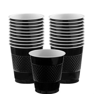 Black 12oz plastic cups 20pcs