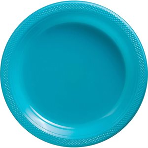 Caribbean blue 7in plastic plates 20pcs