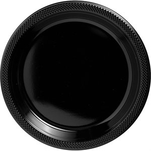 Black 10.25in plastic plates 20pcs