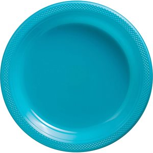 Caribbean blue 10.25in plastic plates 20pcs