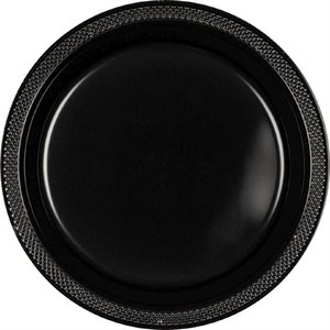 Black plastic plates 9in 20pcs