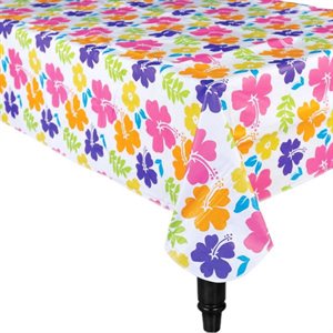 Hibiscus flannel & vinly table cover 52x90in