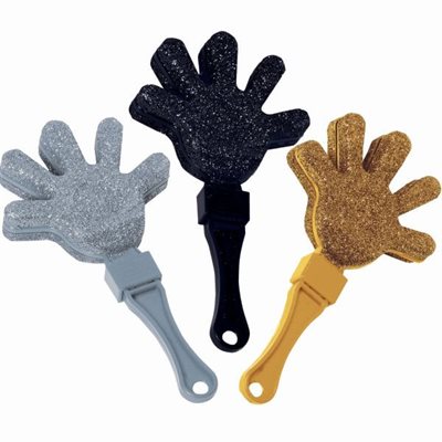 Glitter gold, black & silver hand clappers 12pcs