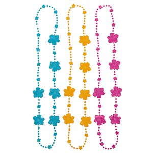 Hibiscus plastic bead necklaces 3pcs