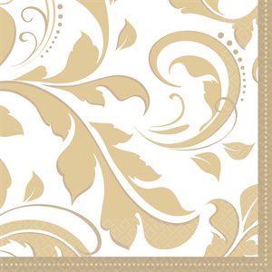 16 serviettes breuvage mariage doré élégant