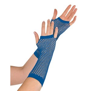 Blue long fishnet gloves