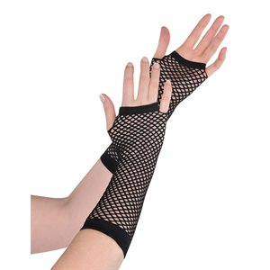 Black long fishnet gloves