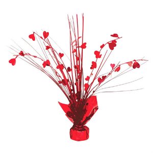 Red hearts centerpiece 12in
