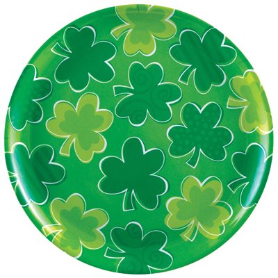 St-Patrick shamrock round plastic platter