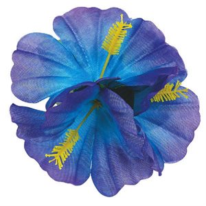 Barrette de fleurs hibiscus bleu