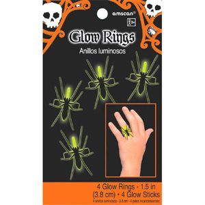 Glow in the dark spider rings 4pcs