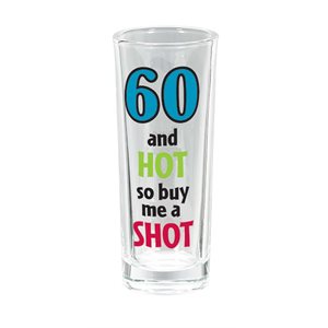 60th birthday tall shot glass 3oz