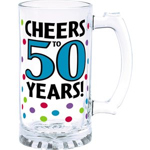 50th birthday glass tankard 15oz