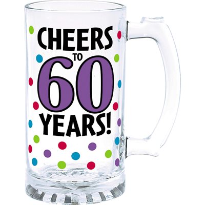 60th birthday glass tankard 15oz