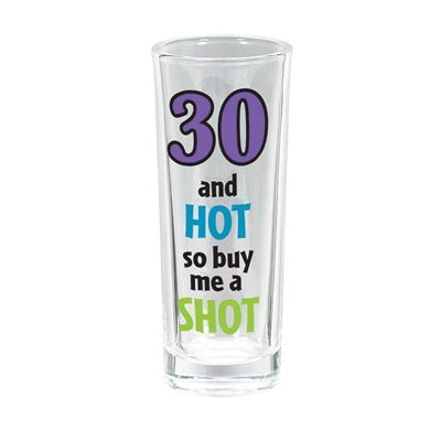30th birthday tall shot glass 3oz
