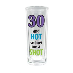 30th birthday tall shot glass 3oz