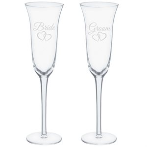 2 coupes champagne formelles Bride & Groom