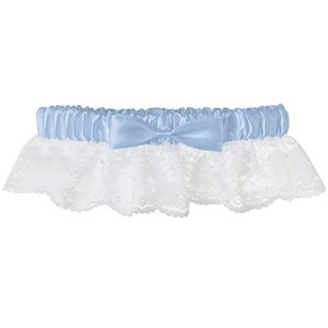 Blue & white lace garter with bow plus size