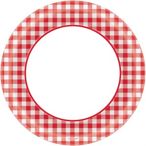 Gingham picnic plates 10in 40pcs