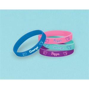 6 bracelets en silicone Peppa Cochon