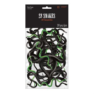 Black & green asst sized plastic snakes 28pcs
