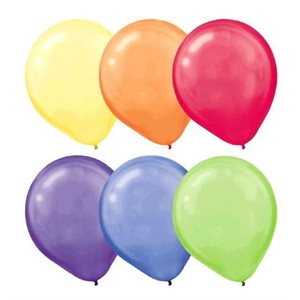 Asst coloured pearlized latex balloons 12in 15pcs