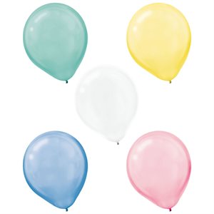 Asst pastel pearlized latex balloons 12in 15pcs