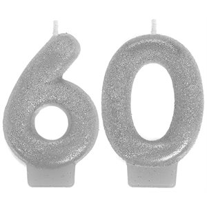 60th Sparkling Celebration silver candle