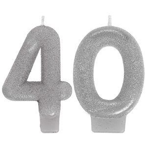 40th Sparkling Celebration silver candle