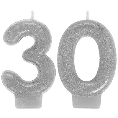 30th Sparkling Celebration silver candle