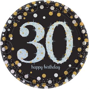 30th Sparkling Celebration plates 7in 8pcs
