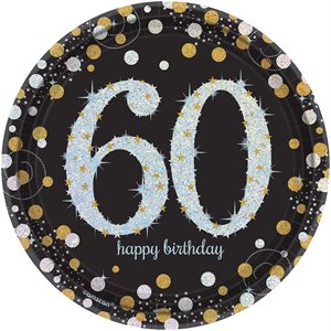 60th Sparkling Celebration plates 7in 8pcs