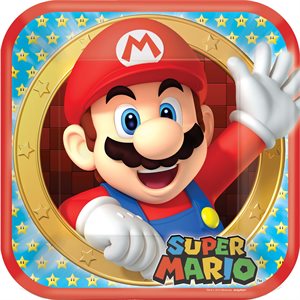 8 assiettes carrées 9po Super Mario