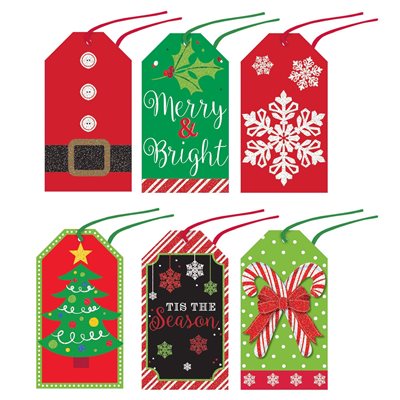 Christmas tape-on paper tags 36pcs