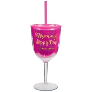Mommy’s sippy cup wine glass with straw 12oz