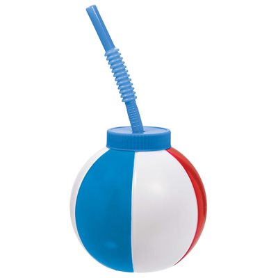 Gobelet ballon de plage avec paille 19.5oz
