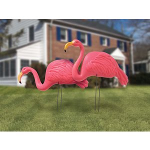 Flamingo yard stakes 24x15in 2pcs