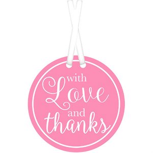 25 étiquettes de remerciements avec amour rose pâle