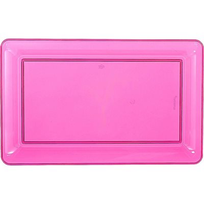 Pink plastic serving tray 11x18in