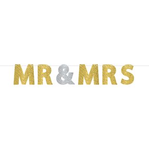 Mr & Mrs glitter jointed letter banner
