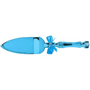 Blue cake server with bow