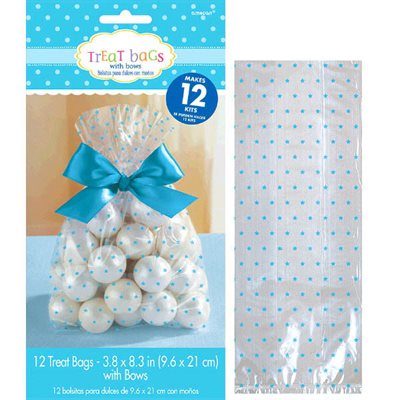 Blue stars cello treat bags 12pcs with bows