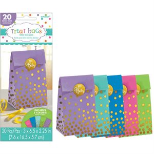 Pastel with gold dots paper bags 20pcs with stickers